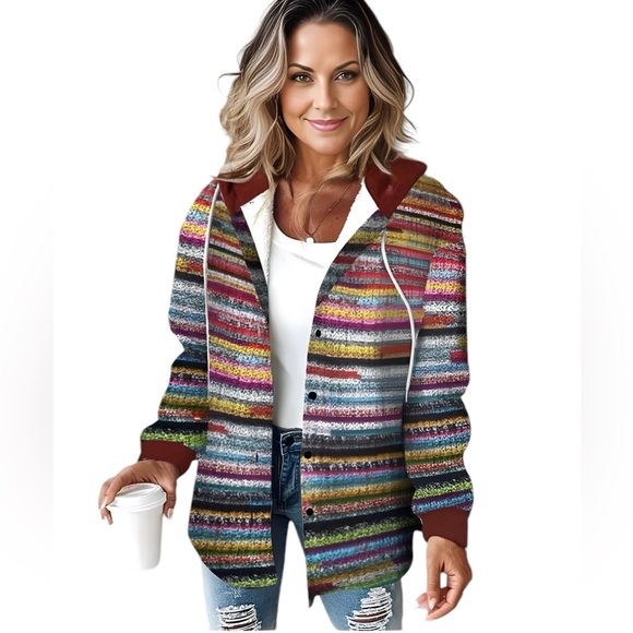 Jasmine - Colourful Knit Hooded Cardigan Small NWOT - Picture 2 of 10